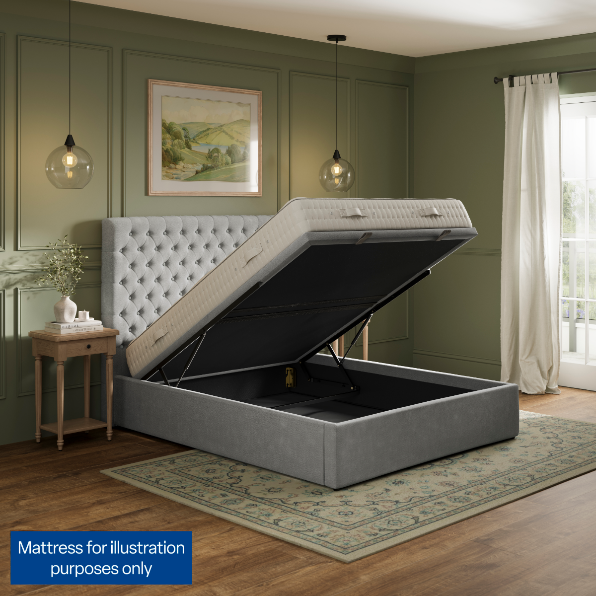 Biarritz Boarded Ottoman Bed Frame