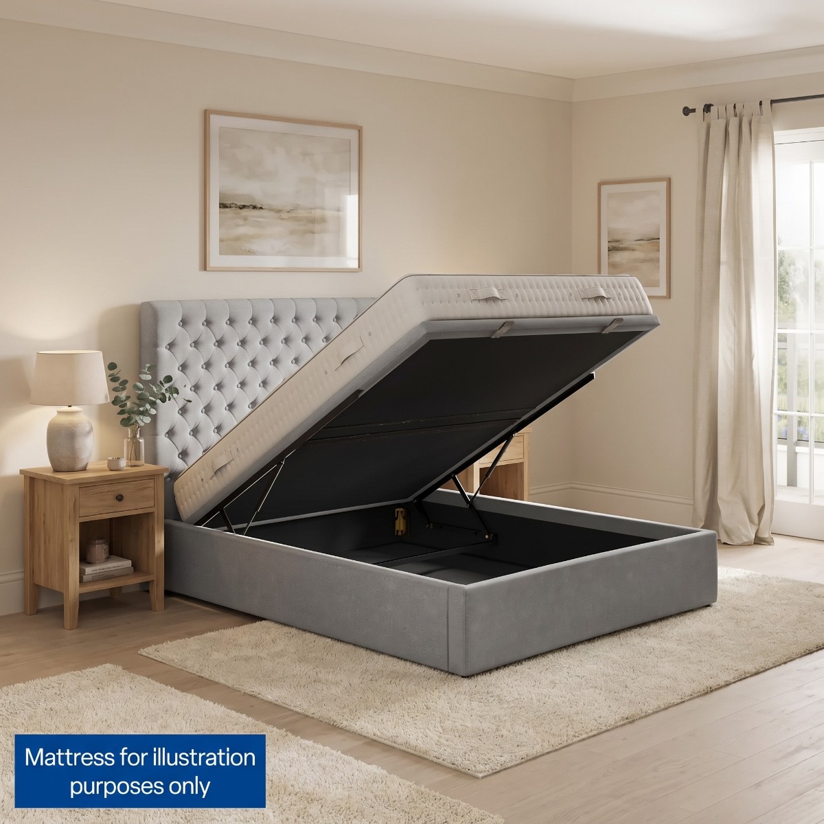 Biarritz Boarded Ottoman Bed Frame