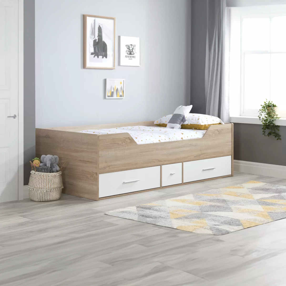 Colwick Cabin Bed White & Oak Effect