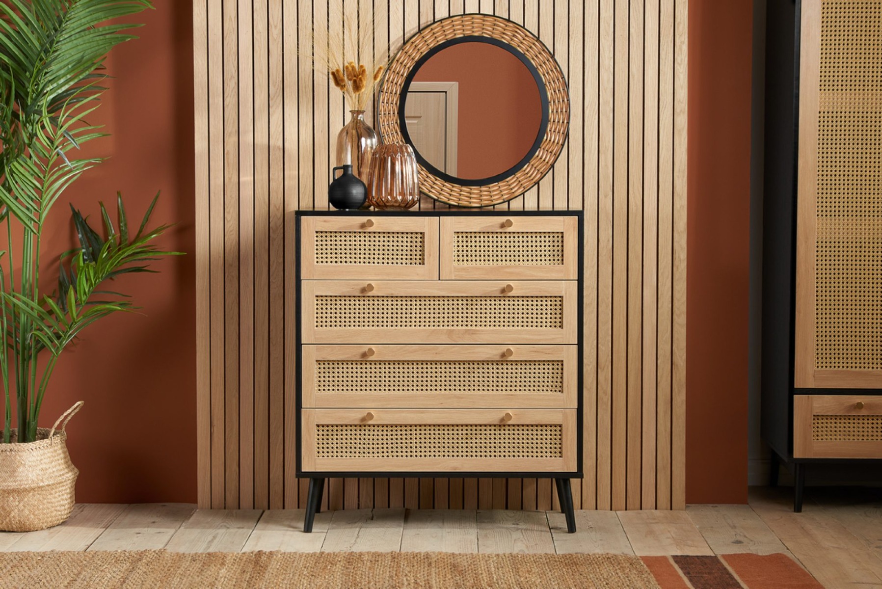 Carly Black 5 Drawer Chest
