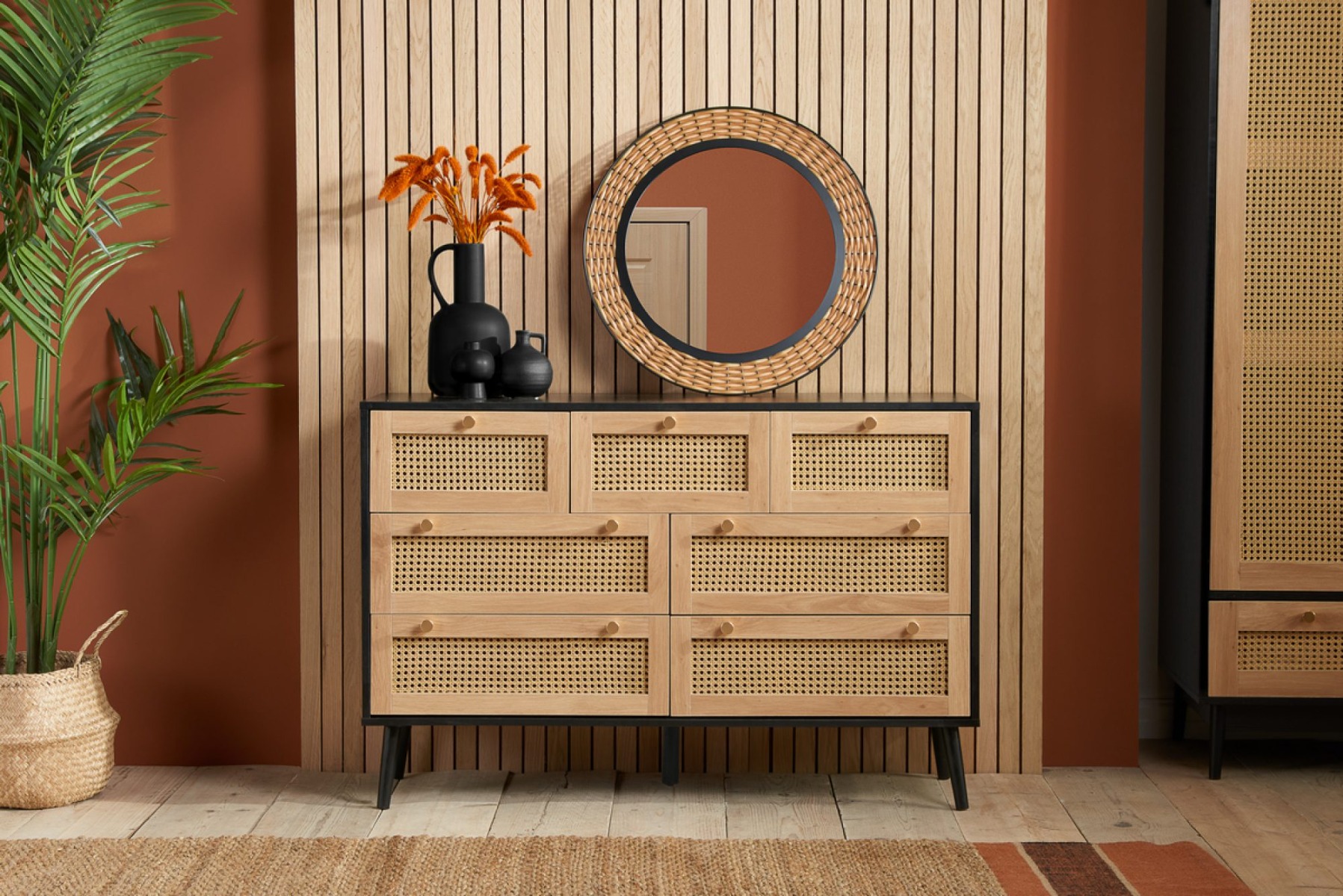 Carly Black 7 Drawer Chest