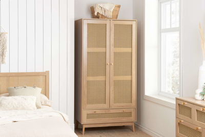 Carly Oak 2 Door 1 Drawer Wardrobe