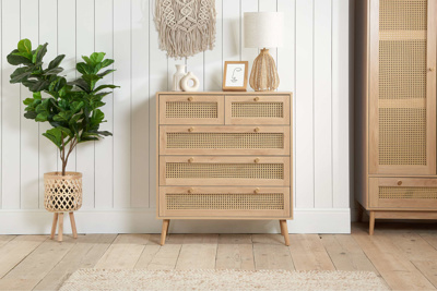 Carly Oak 5 Drawer Chest