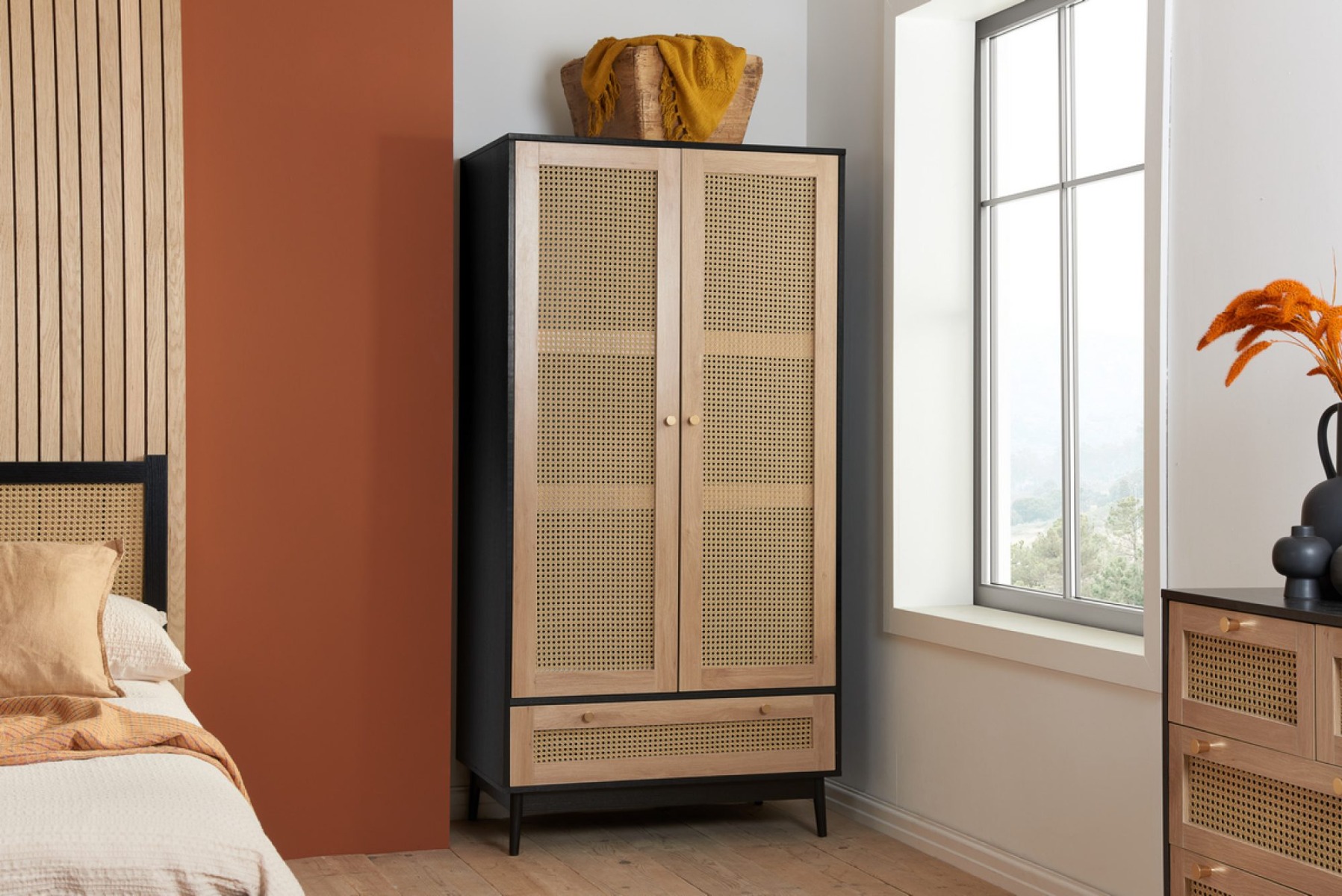 Carly Black 2 Door 1 Drawer Wardrobe