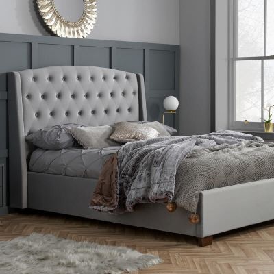 Charlotte Grey Fabric Bed Frame