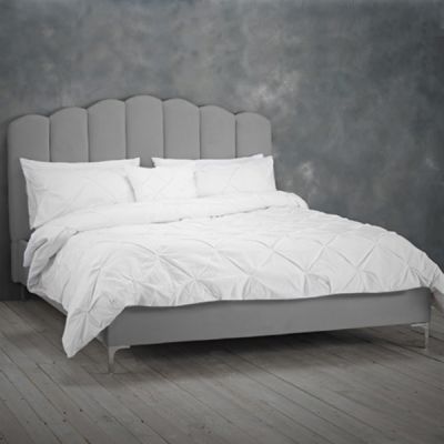 New Hampshire Fabric Bed Frame Silver Velvet