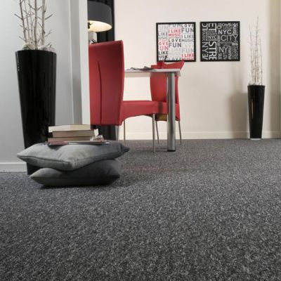 Turbo Berber Loop Carpet United, Living Room With Dark Grey Carpet