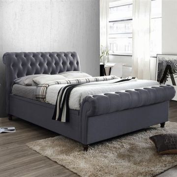 Cadiz Fabric Ottoman Bed Frame In Crushed Steel