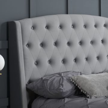 Charlotte Grey Fabric Bed Frame