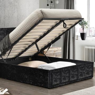 Hudson Ottoman Bed Frame Crushed Black