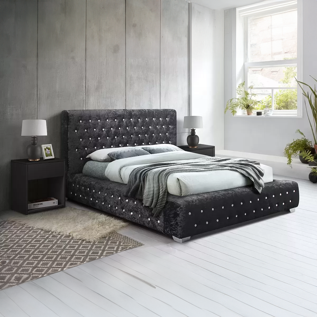 Majestic Fabric Crushed Velvet Bed Frame