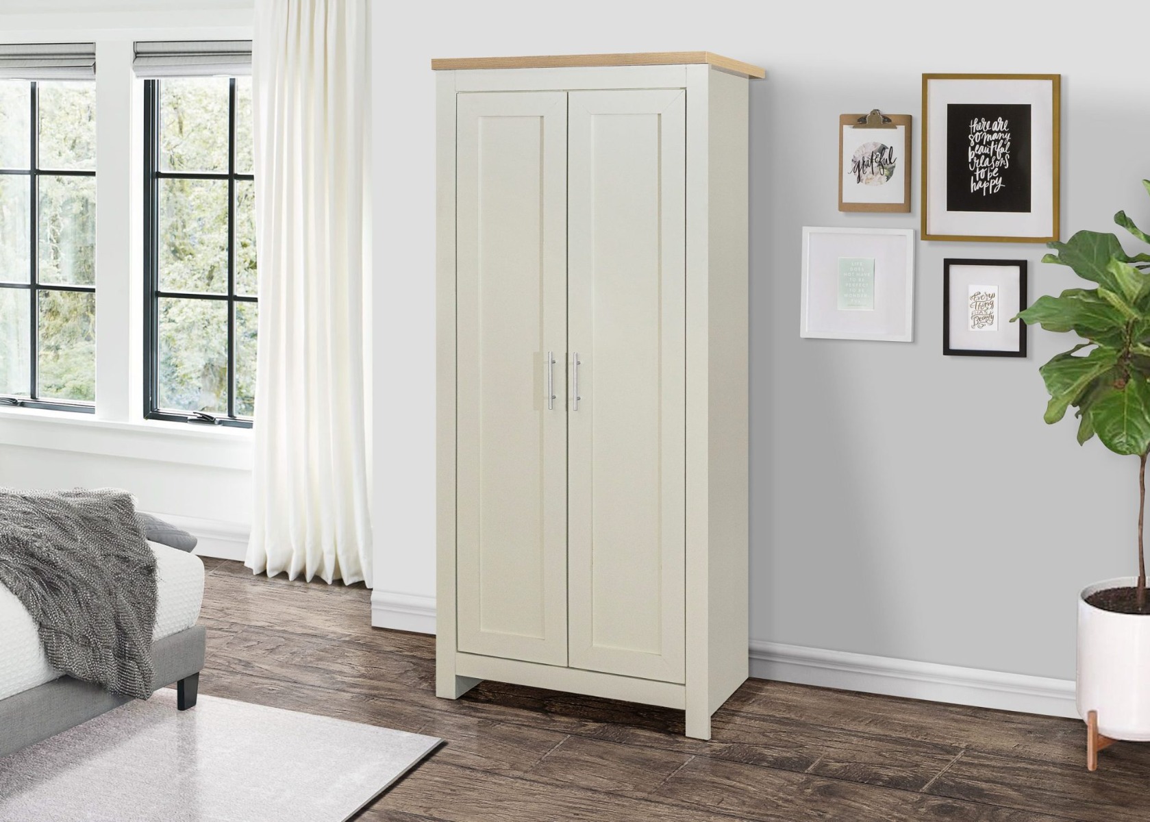 Haringley Cream & Oak 2 Door Wardrobe