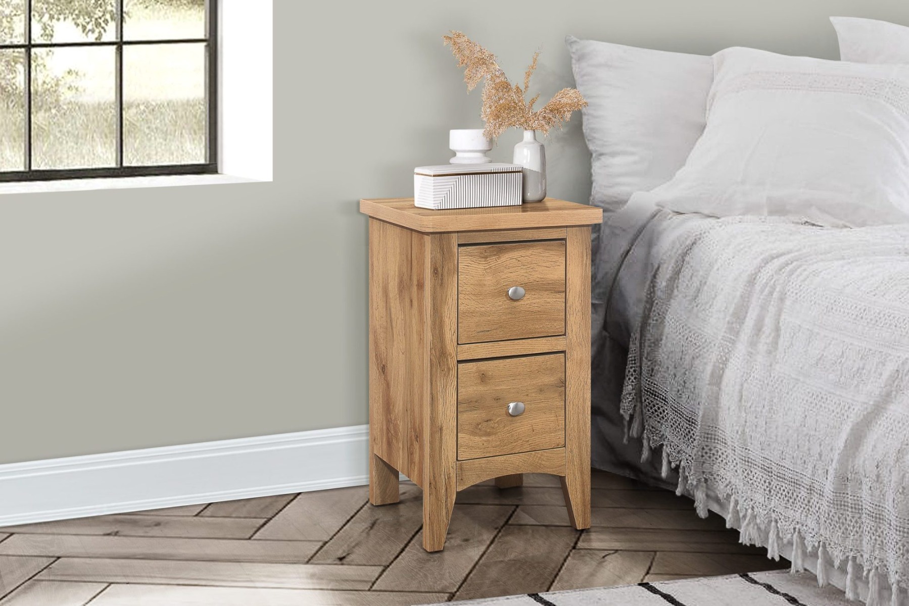Heath Oak 2 Drawer Bedside