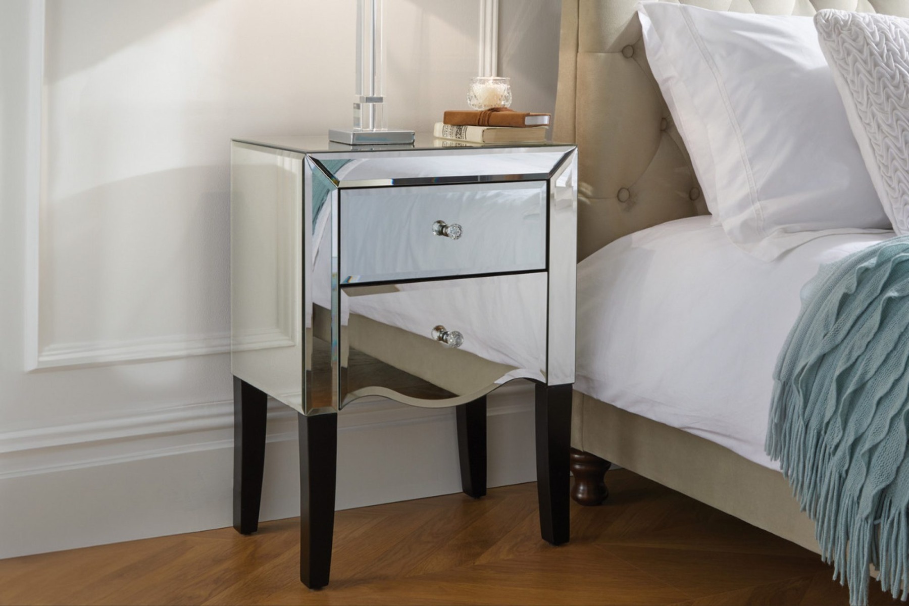 Madeira Mirrored 2 Drawer Bedside
