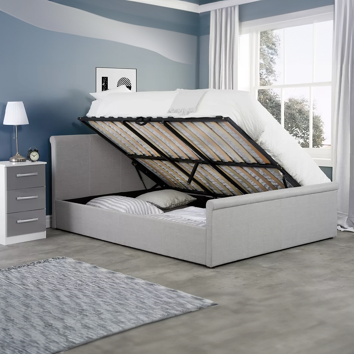 Witney Side Ottoman Fabric Bed Frame