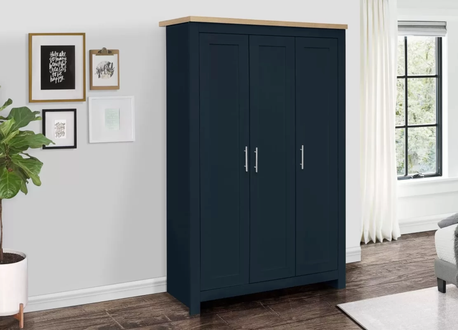 Haringley Navy & Oak 3 Door Wardrobe