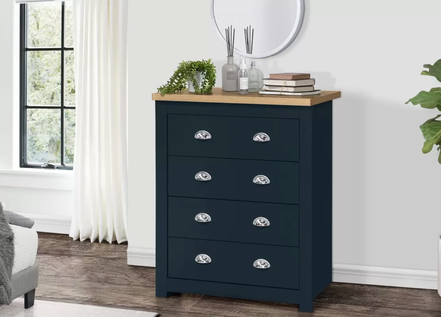 Haringley Navy & Oak 4 Drawer Chest