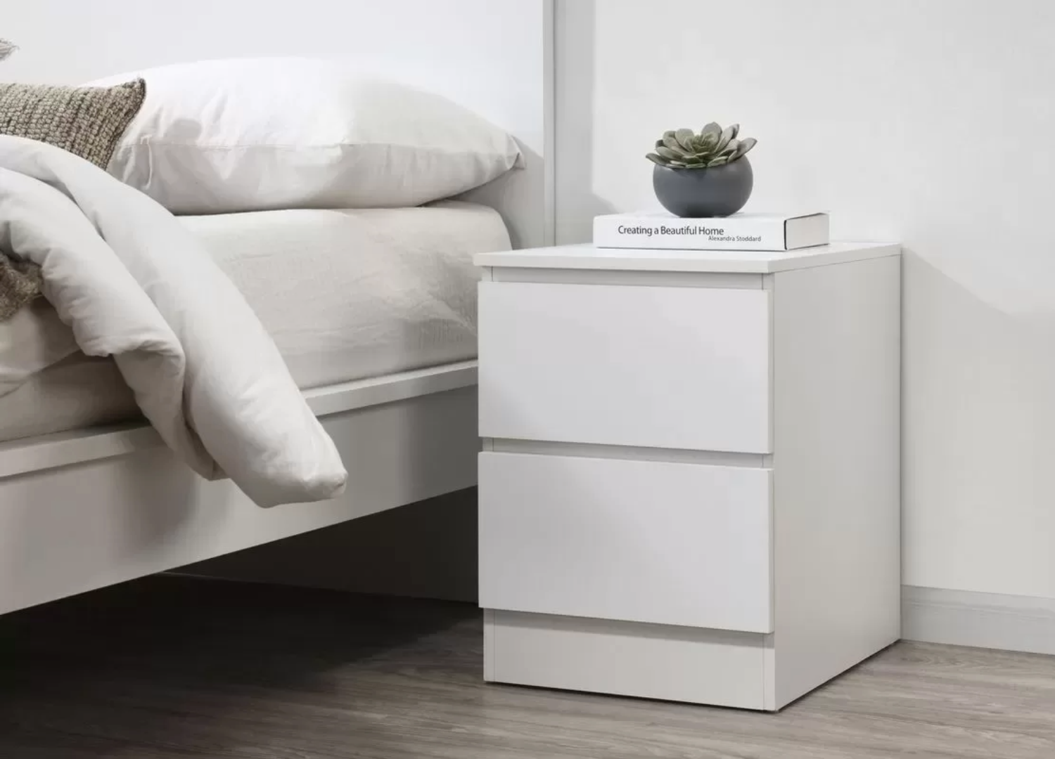 Norway 2 Drawer Bedside White