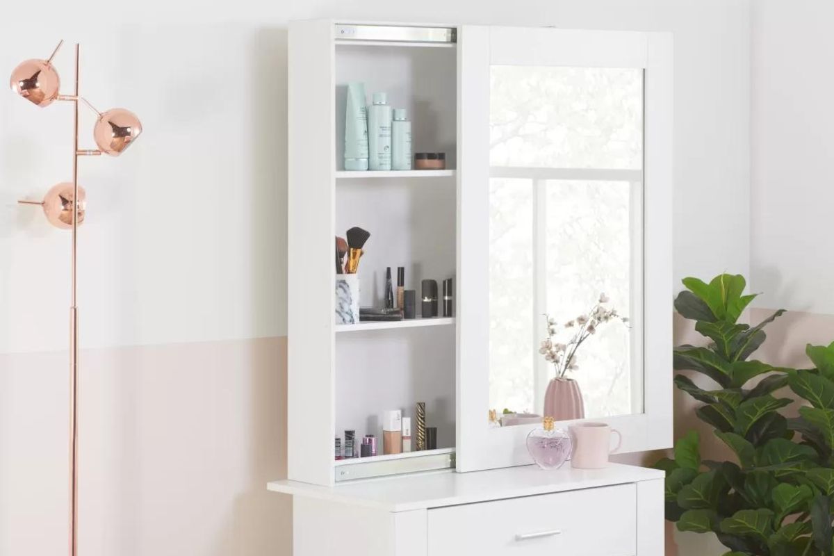 Elvie White 1 Drawer Sliding Mirror Dressing Table